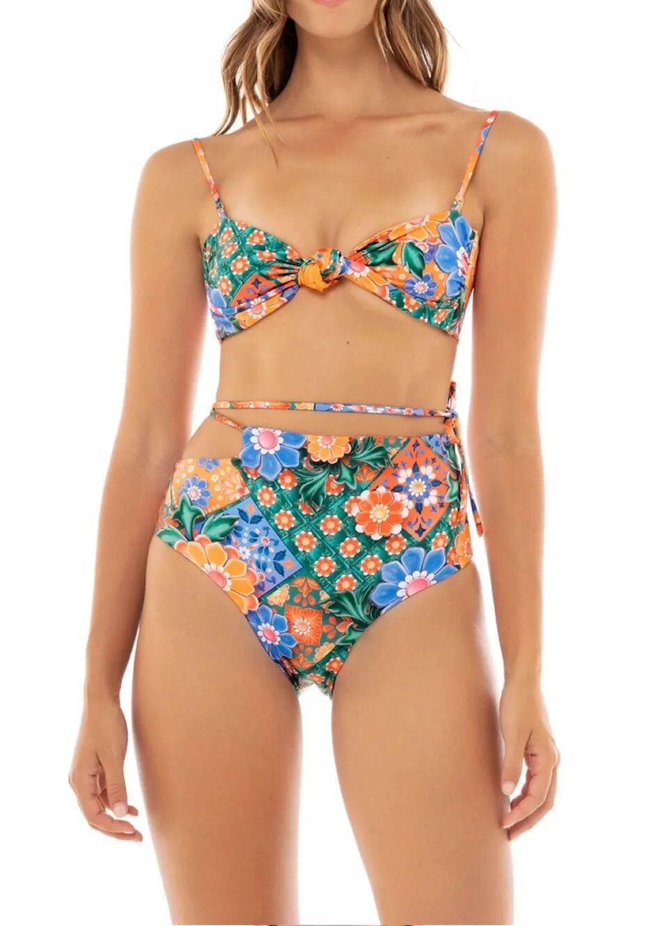 Agua Bendita Glenda and Lucille Reversible Tile Bikini Set - Multicolor -